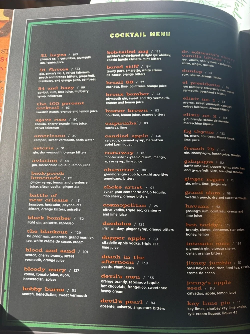 The Art of the Bar Cookbook - Cocktail Recipe Book with Orange & Teal Cover